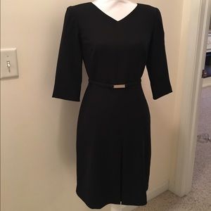 Talbots Black Fitted V neck Dress