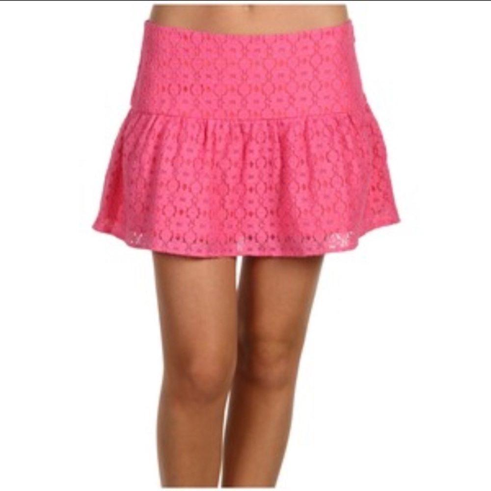 Lilly Pulitzer pink earna skirt with lace size 4