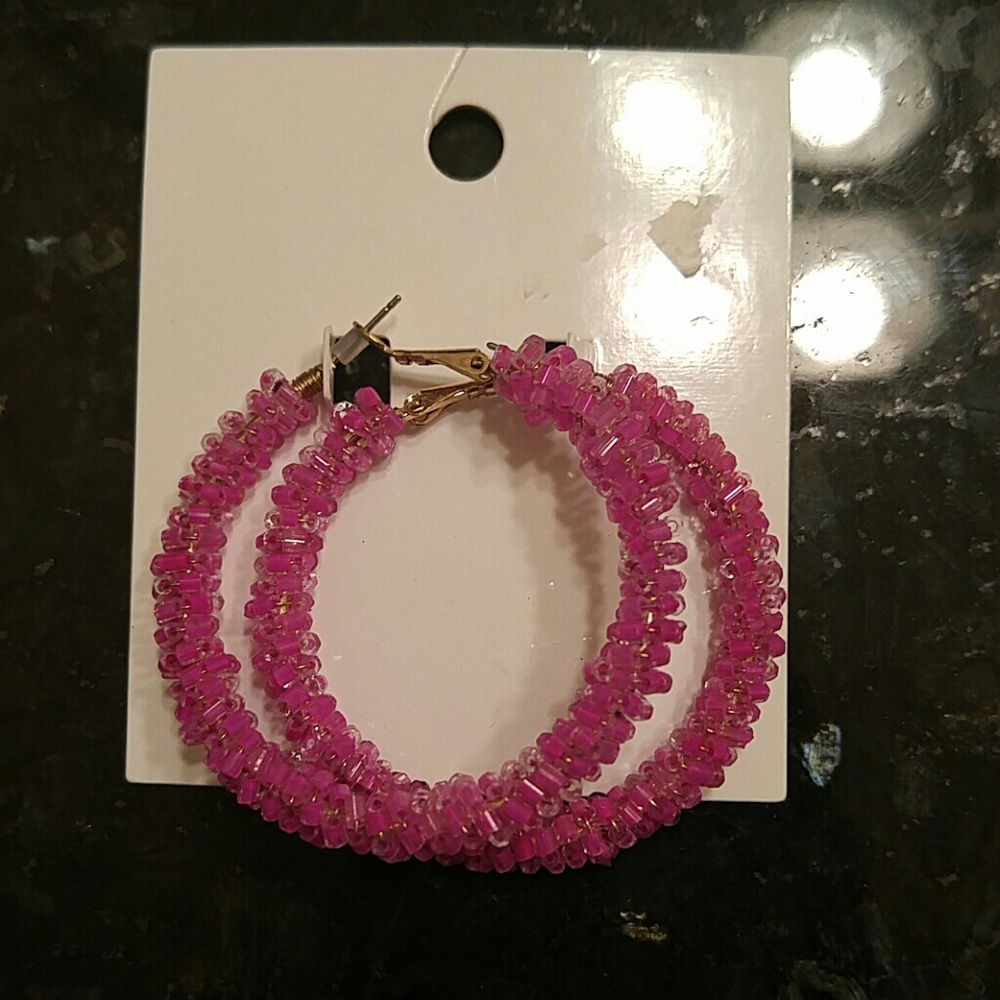 H&M beaded hoop earrings