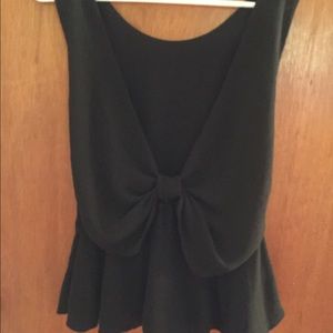 Black open back tank top
