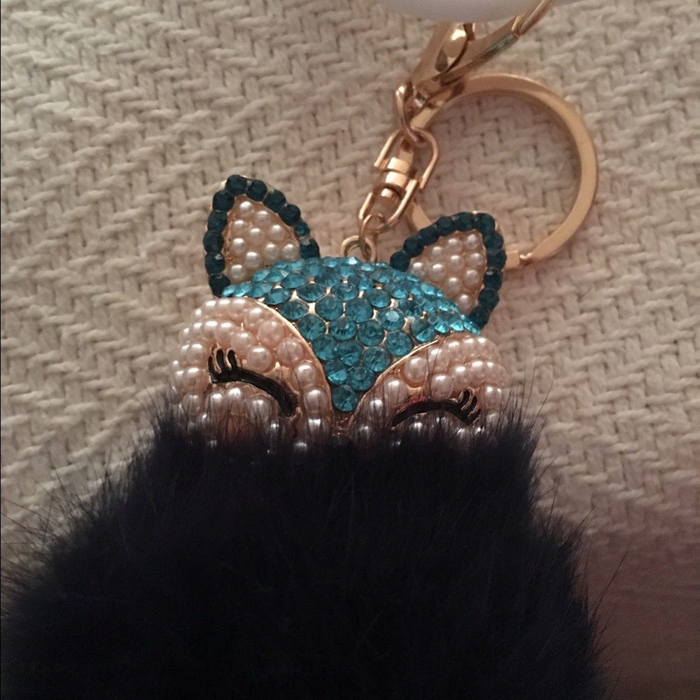 Fox fur key chain