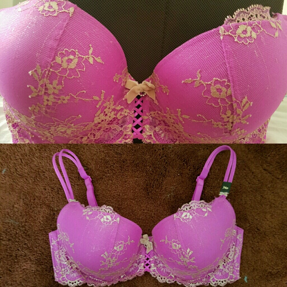 Victoria's secret lace padded demi bra 34 D