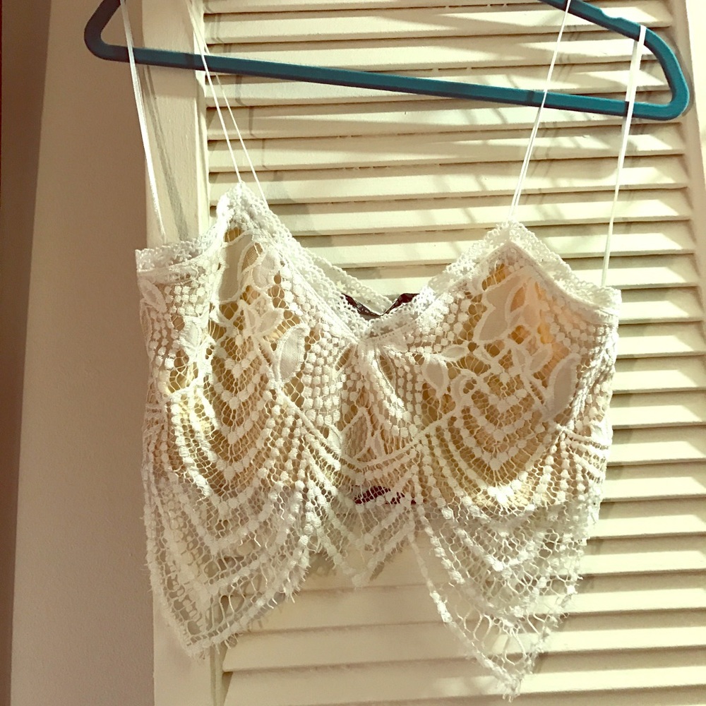 Cream Lace Crop Top