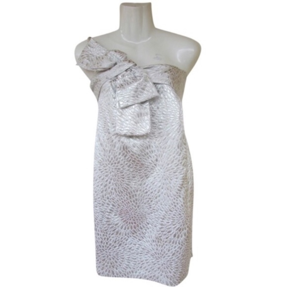 Silver one shoulder bow dress