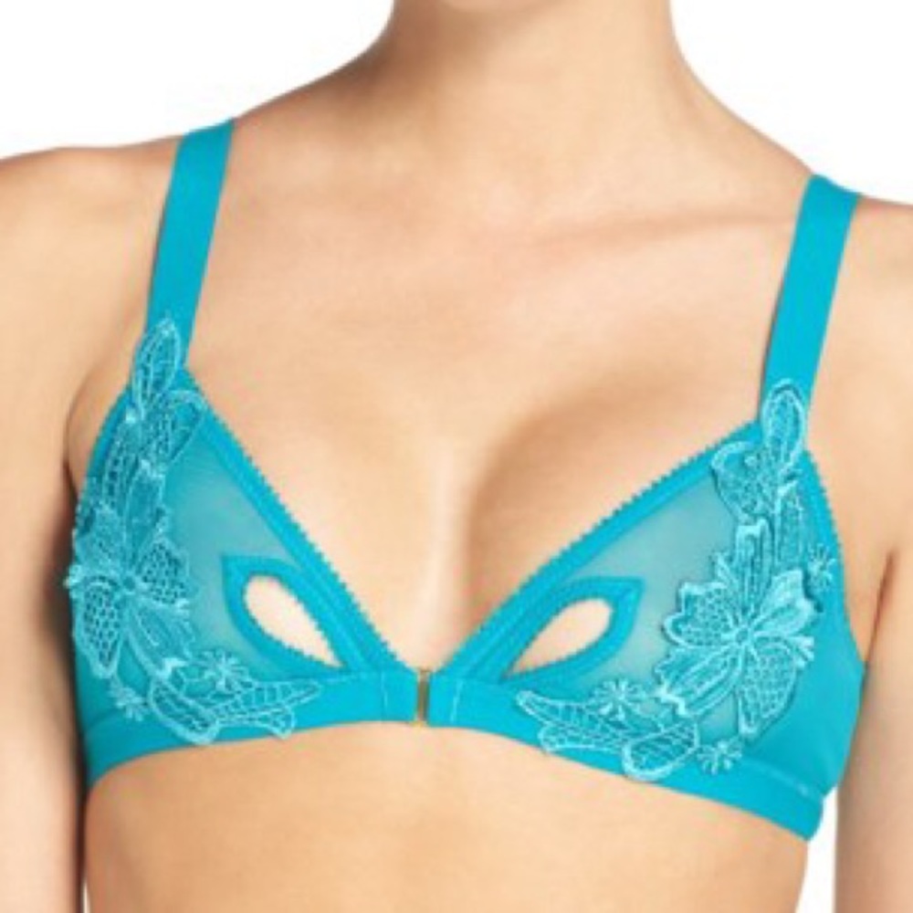 Honeydew Flower Appliqué Mesh Bralette