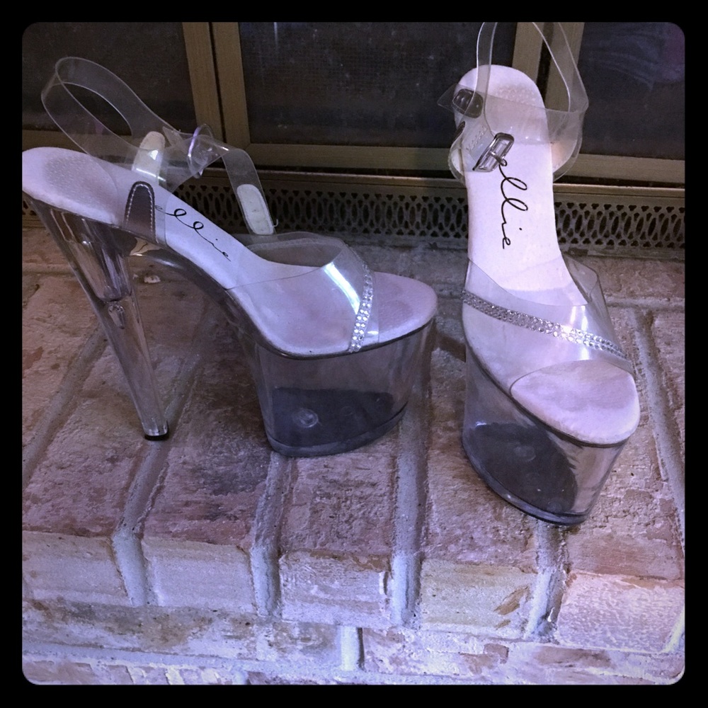 Clear platform heels