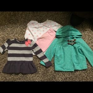 18 month jacket, two piece outfit, and sweater