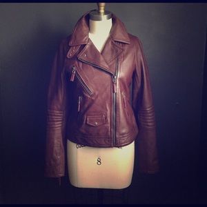 Burgundy Leather Motorcycle Jacket