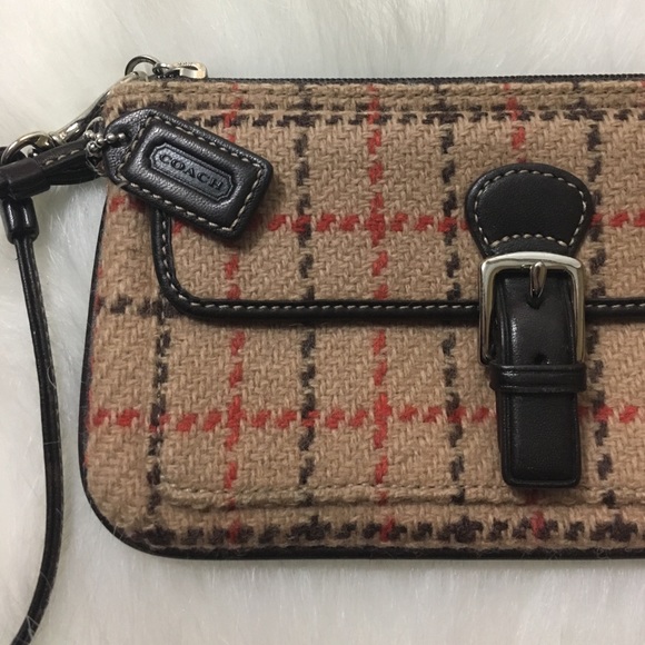 Coach Tweed Plaid Wristlet
