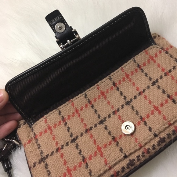 Coach Tweed Plaid Wristlet