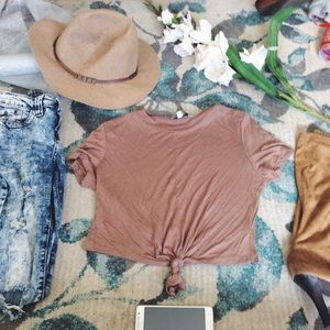 Neutral Beige Tied Crop Top