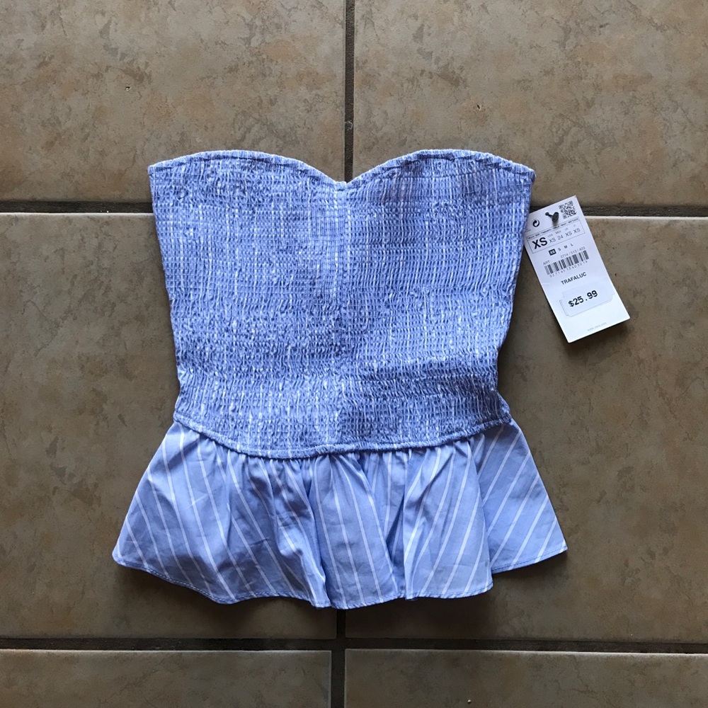 BRAND NEW WITH TAGS ZARA PEPLUM TUBE TOP -XS