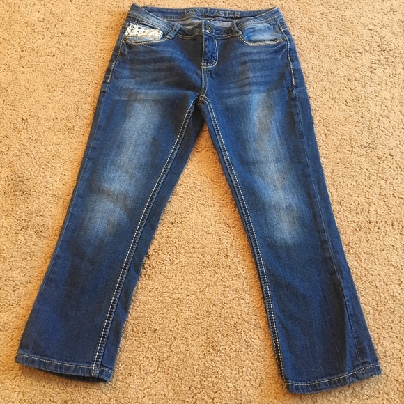 Denim - Lace detail Denim Capri