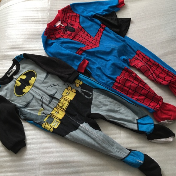 Batman and Spider-Man footed onesies bundle - Picture 1 of 3