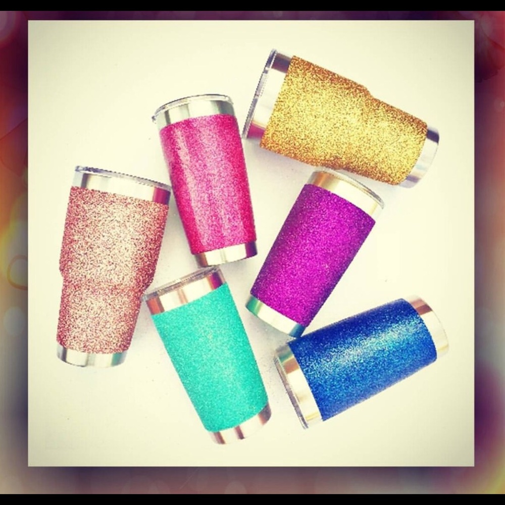 Glittered stainless steel tumblers