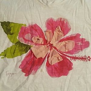 Ann Taylor white cotton t-shirt with flower