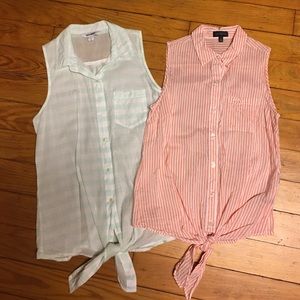 Set of 2 Tank Tops with a Tie at the Waist