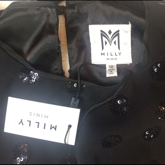 Milly Mini Black sparkle polkadot dress - Picture 3 of 7