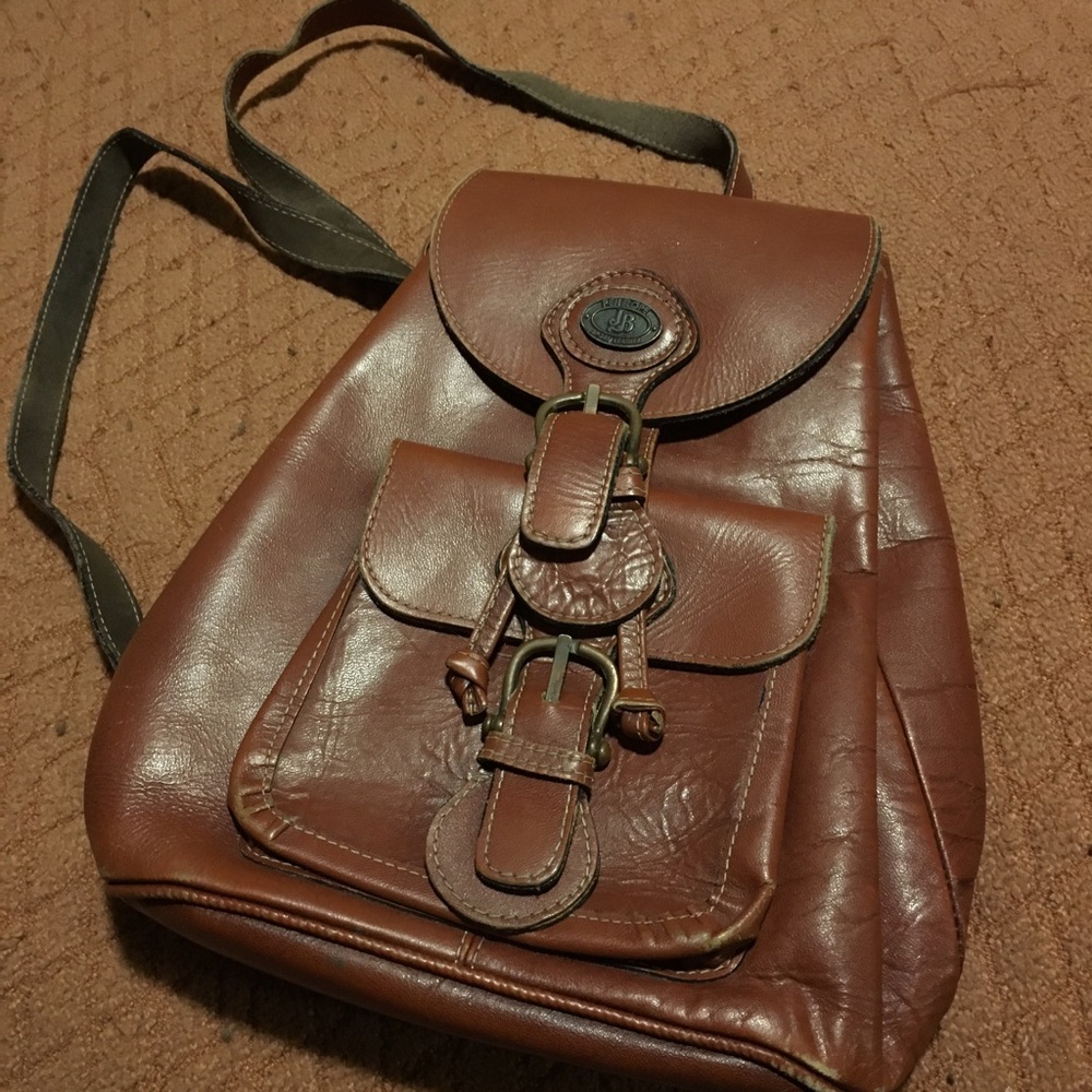 Genuine Brown Leather Backpack