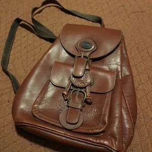 Genuine Brown Leather Backpack