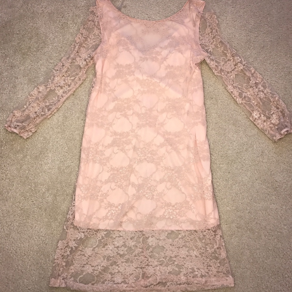 Lace Blush long sleeve dress