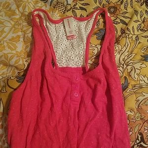 Coral tank with lace back