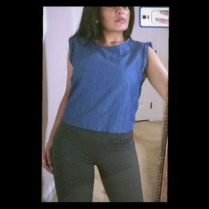 NWT Zara cropped denim top, M