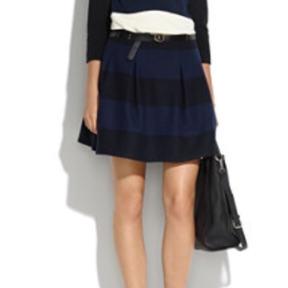 Madewell Dresses & Skirts - Madewell Navy & Black Pleated Striped Skater Skirt