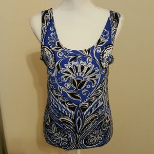 Chico's 1 Blue Black White Blouse