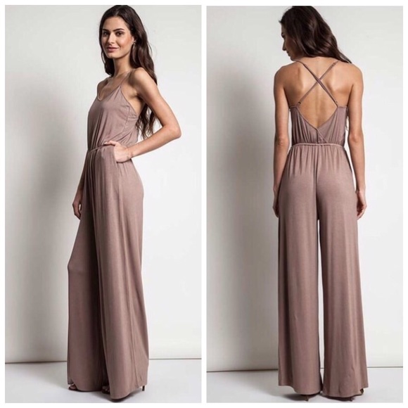 Boutique Pants - ❗️CLEARANCE❗️Mocha WideLeg Jumpsuit Pantsuit S M L