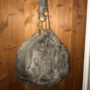 BCBG Girls genuine rabbit fur handbag