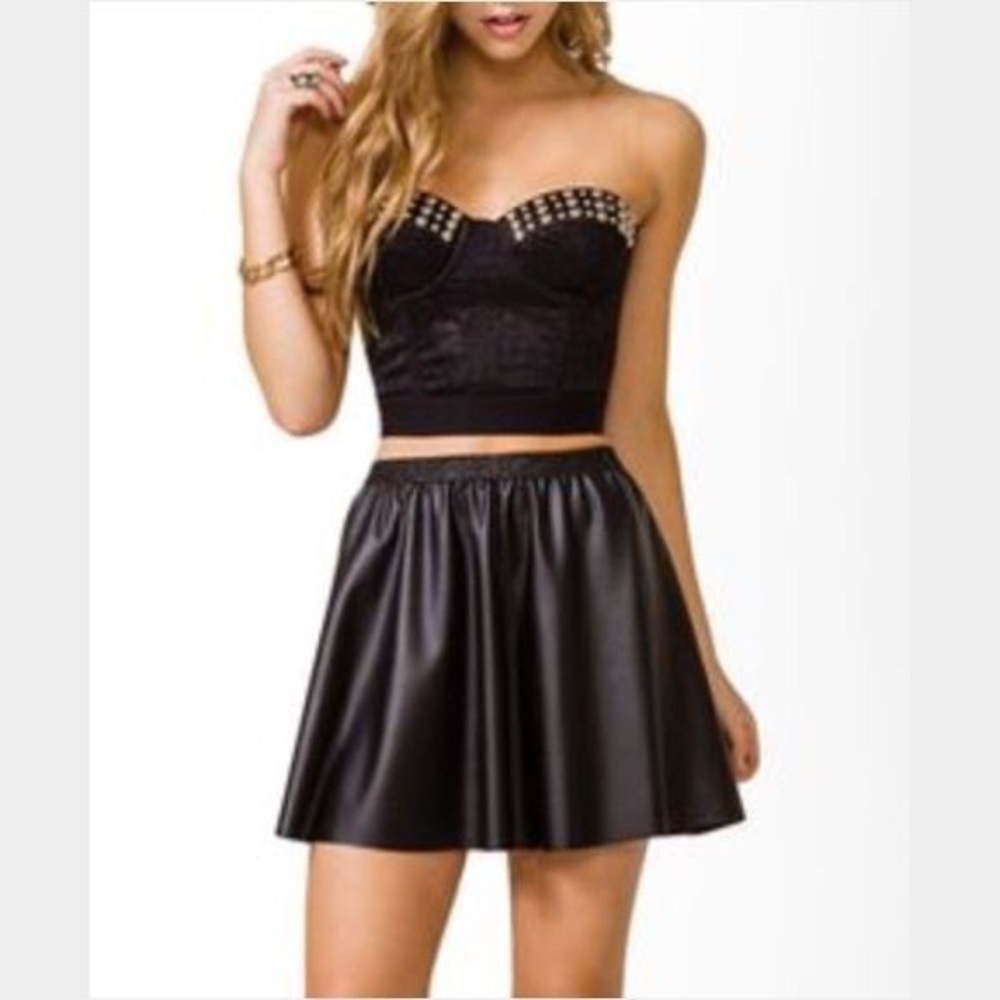 Forever 21 Black Lace Studded Crop Bustier