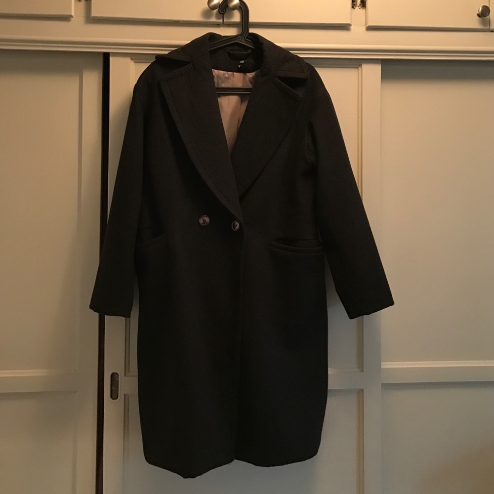H&M oversized dark grey long coat