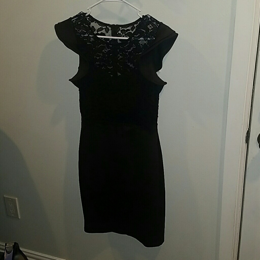 Black satin and lace dress