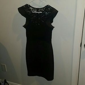 Black satin and lace dress