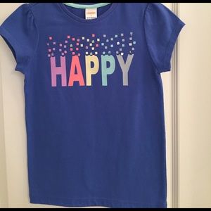 Gymboree Blue "HAPPY" Top Size 7