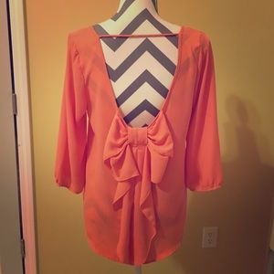 Large Coral Blouse w/Amazing Back-FINAL PRICE!!