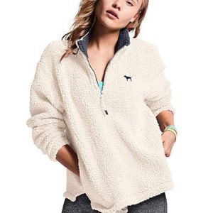 Victoria's Secret Pink Sherpa half-zip Sweater