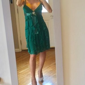 BCBGMaxAzria Green Silk Cocktail Dress