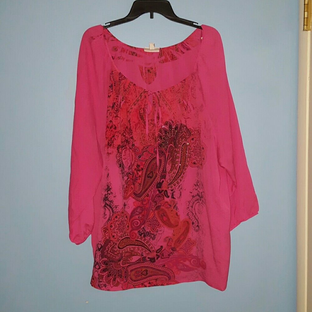 Pink 3/4 sleeve blouse