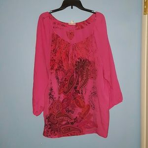 Pink 3/4 sleeve blouse
