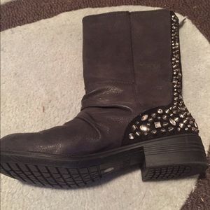 NEW black leather boot
