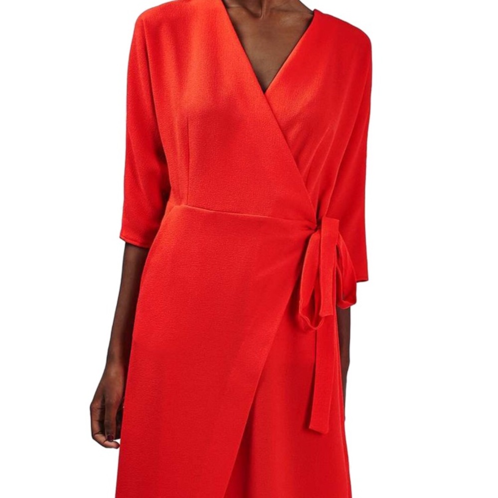 NWT TOPSHOP orange dolman wrap dress