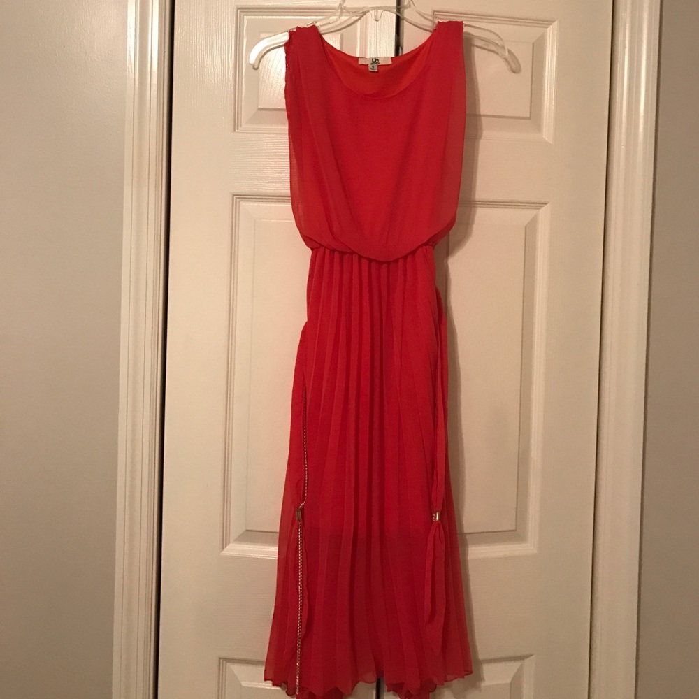 Ya Los Angeles Coral Dress with Gold chain