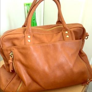 Cognac tote travelers bag