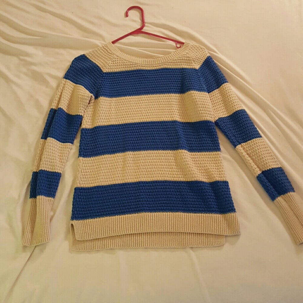 Blue and off-white stripped sweater