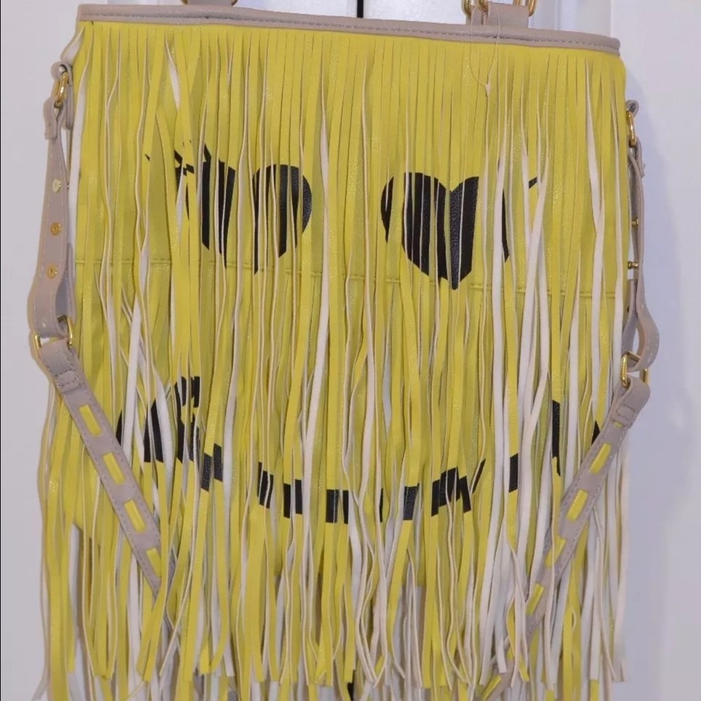 Steve Madden Fringe Tote Bag Yellow Smiley