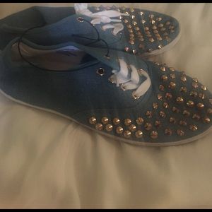 Denim studded tennis shoes