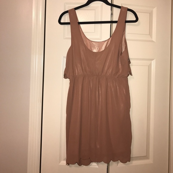 GB Scalloped Tan Dress with Beading - Picture 2 of 3