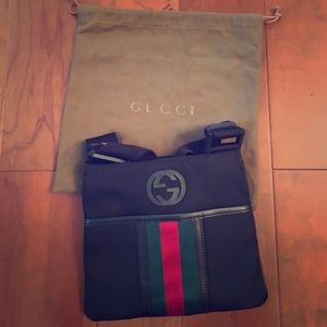 New Authentic Gucci Black Cross Body Canvas Bag